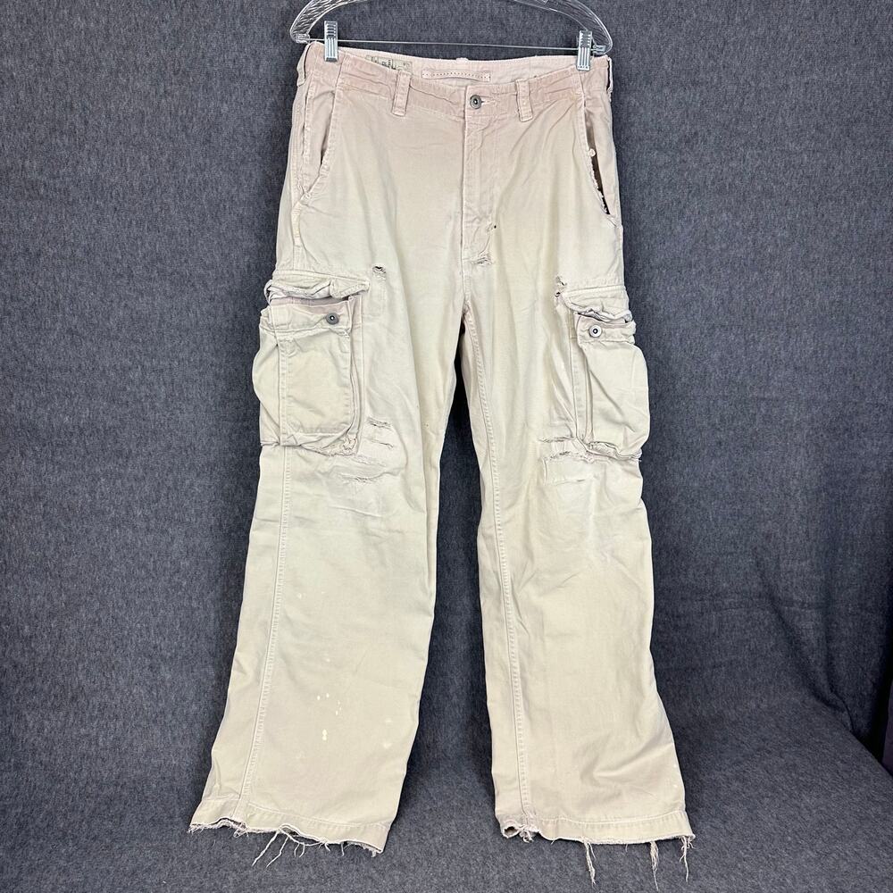 VTG American Eagle Destroyed Cargo Pants Sz 31x32 Y2K Grunge Streetwear Tattered - Picture 1 of 10
